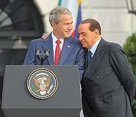 George W. Bush e Silvio Berlusconi