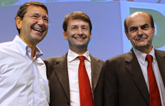 Ignazio Marino, Dario Franceschini e Pierluigi Bersani (il Sole 24ore)