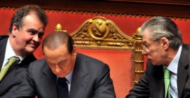 da sin. Calderoli, Berlusconi, Bossi