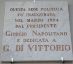 La targa dedicata a Di Vittorio