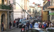 Il palo crollato in Corso Umberto