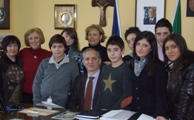 Il sindaco Piemonte con gli studenti
