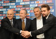 da sin. il dg Marino, il presidente De Laurentiis, Donadoni ed Edoardo De Laurentiis  (foto Felice De Martino)