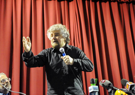Beppe Grillo al Monnezza Day (foto di Riccardo Siano da Repubblica.it)
