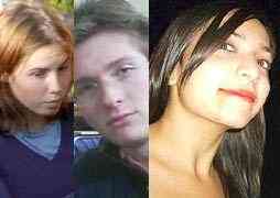 da sinistra Amanda Knox, Raffele Sollecito e la vittima Meredith