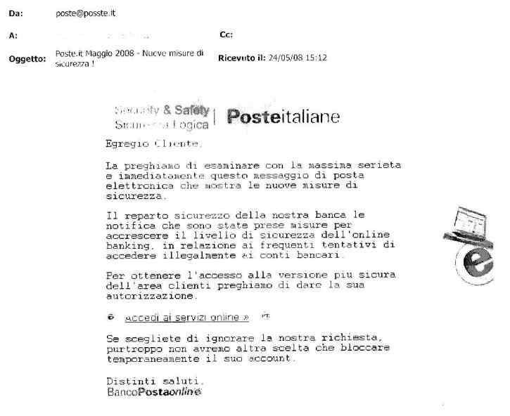 la falsa mail delle Poste