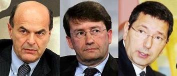 da sin. Pierluigi Bersani, Dario Franceschini e Ignazio Marino