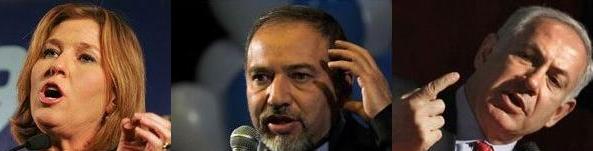 Livni, Liberman e Netanayahu