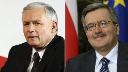 da sin. Jaroslaw Kaczynski e Komorowky