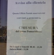 L'avviso di chiusura pomeridiana per il mese di agosto