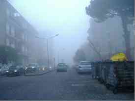 Aversa avvolta dalla nebbia