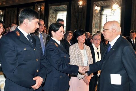 Federico e Silvia Evangelista con Napolitano