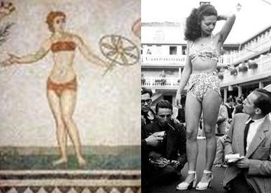 A sinistra un'immagine di epoca romana; a destra una degli anni '50